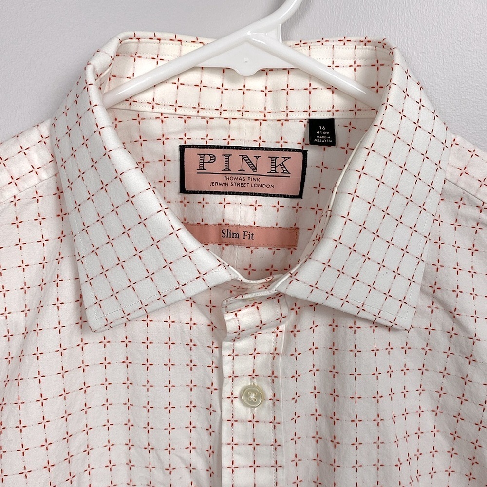 Thomas Pink Men’s Light Pink Grid Button-Down Shirt